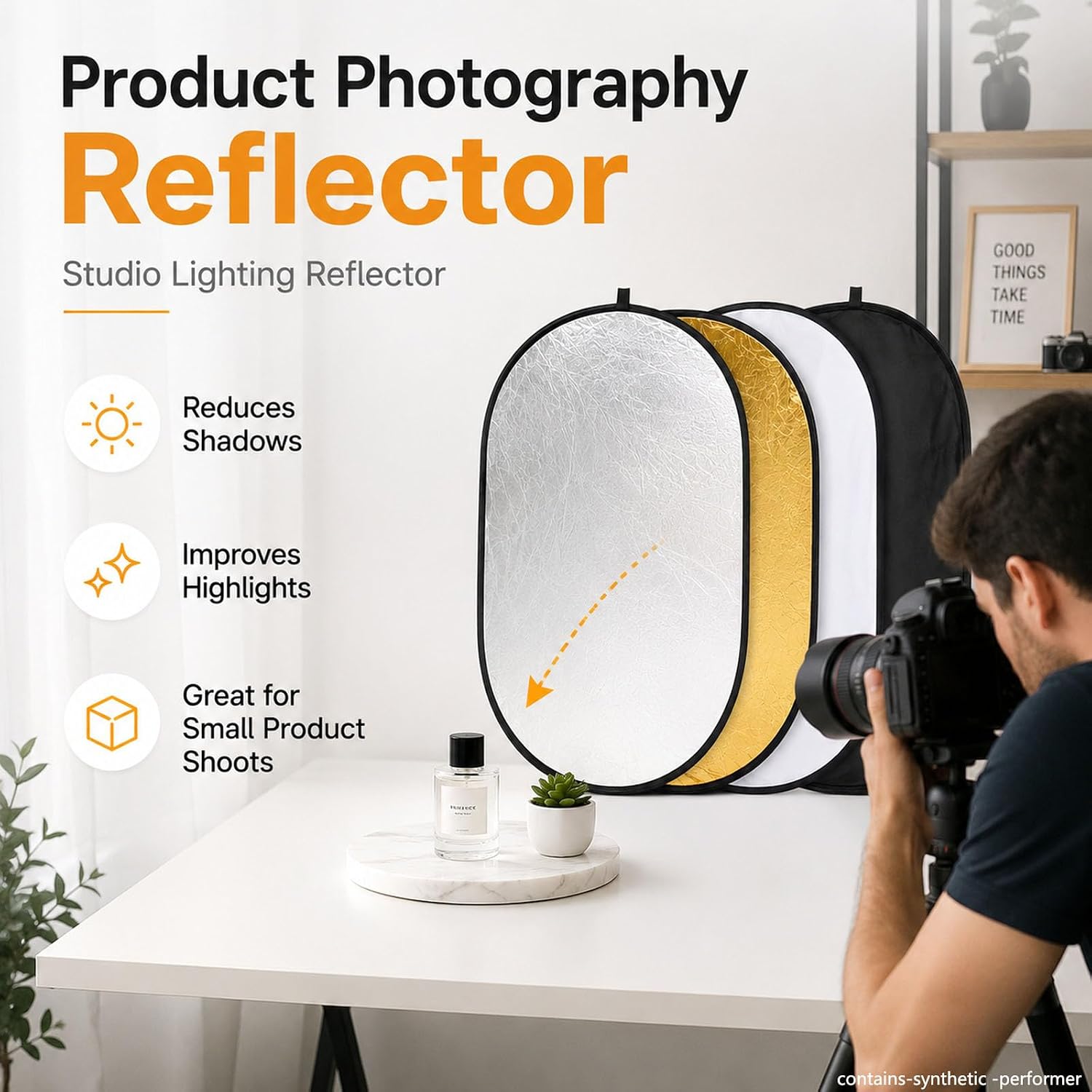 Portable Light Reflector Photography, 24x36in 5-in-1 Photography Reflector