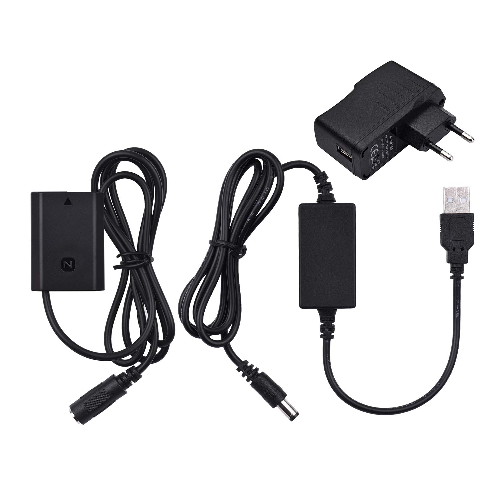 Andoer DC acoplador de batería ciega DR FZ100 DC acoplador de batería dummy sustituye la batería NP FZ100 por un convertidor USB DC
