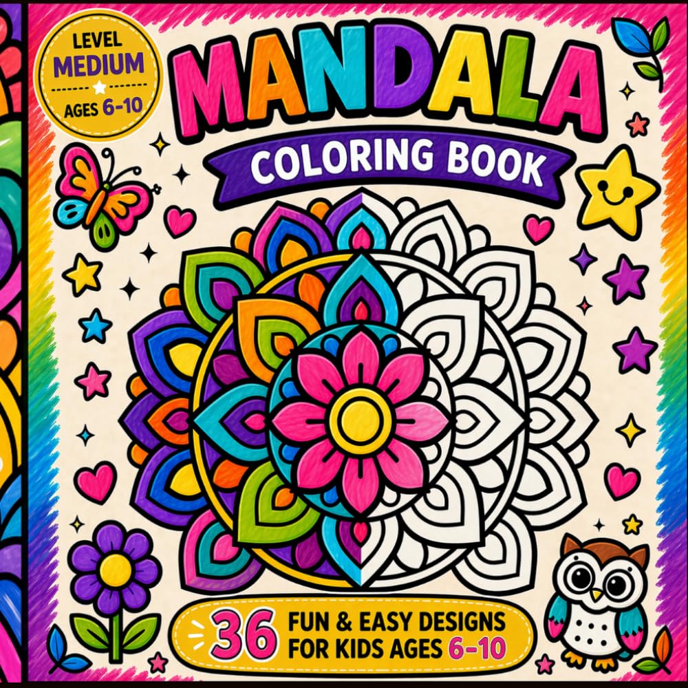 MANDALA COLORING BOOK: FUN AND EASY DESIGNS FOR KIDS AGE 6-10