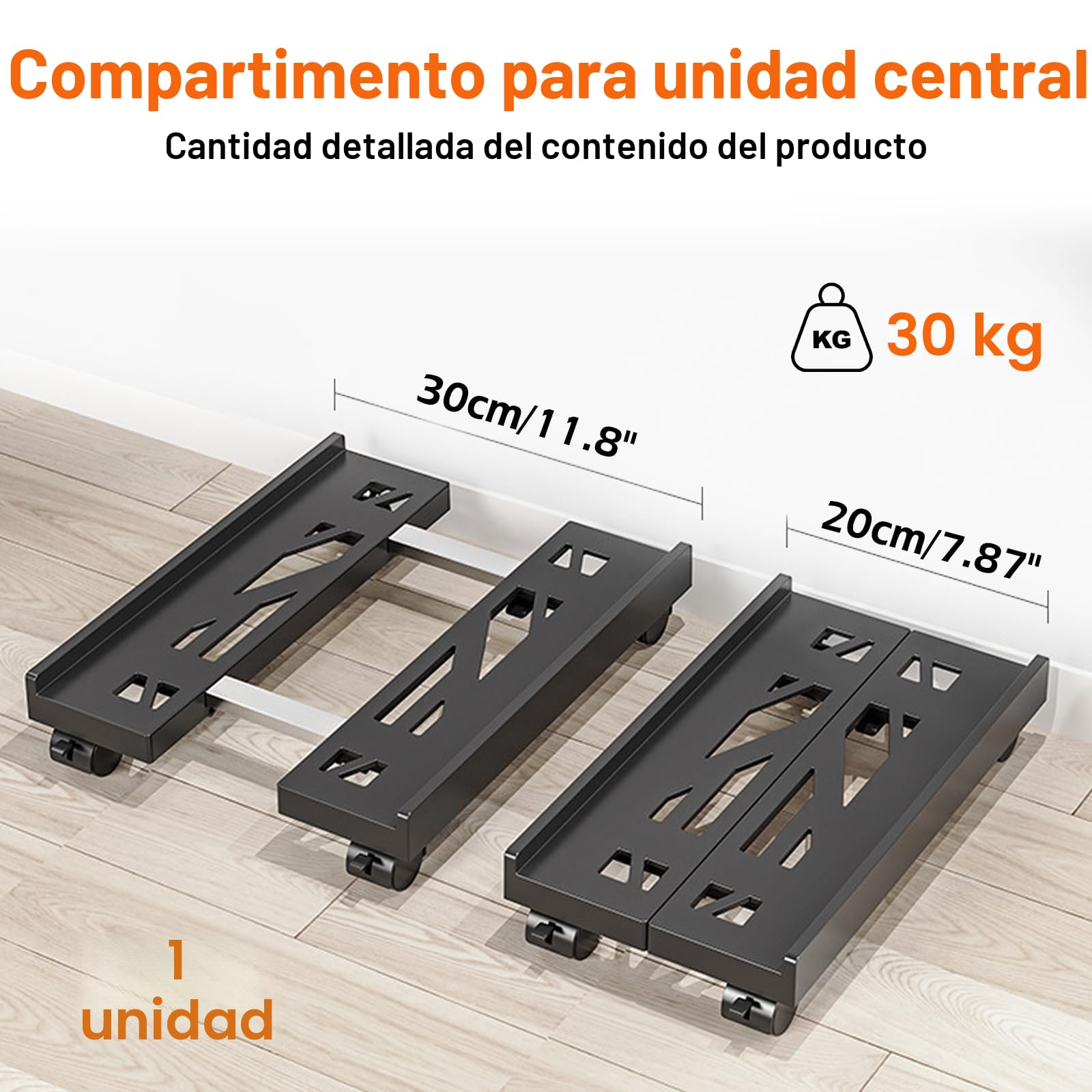 SPORWAY Soporte para CPU para PC, Tamaño Ajustable Soporte para CPU, Soporte para PC Móvil con Ruedas Giratorias con Bloqueo, Carro de CPU Debajo del Escritorio (Negro)