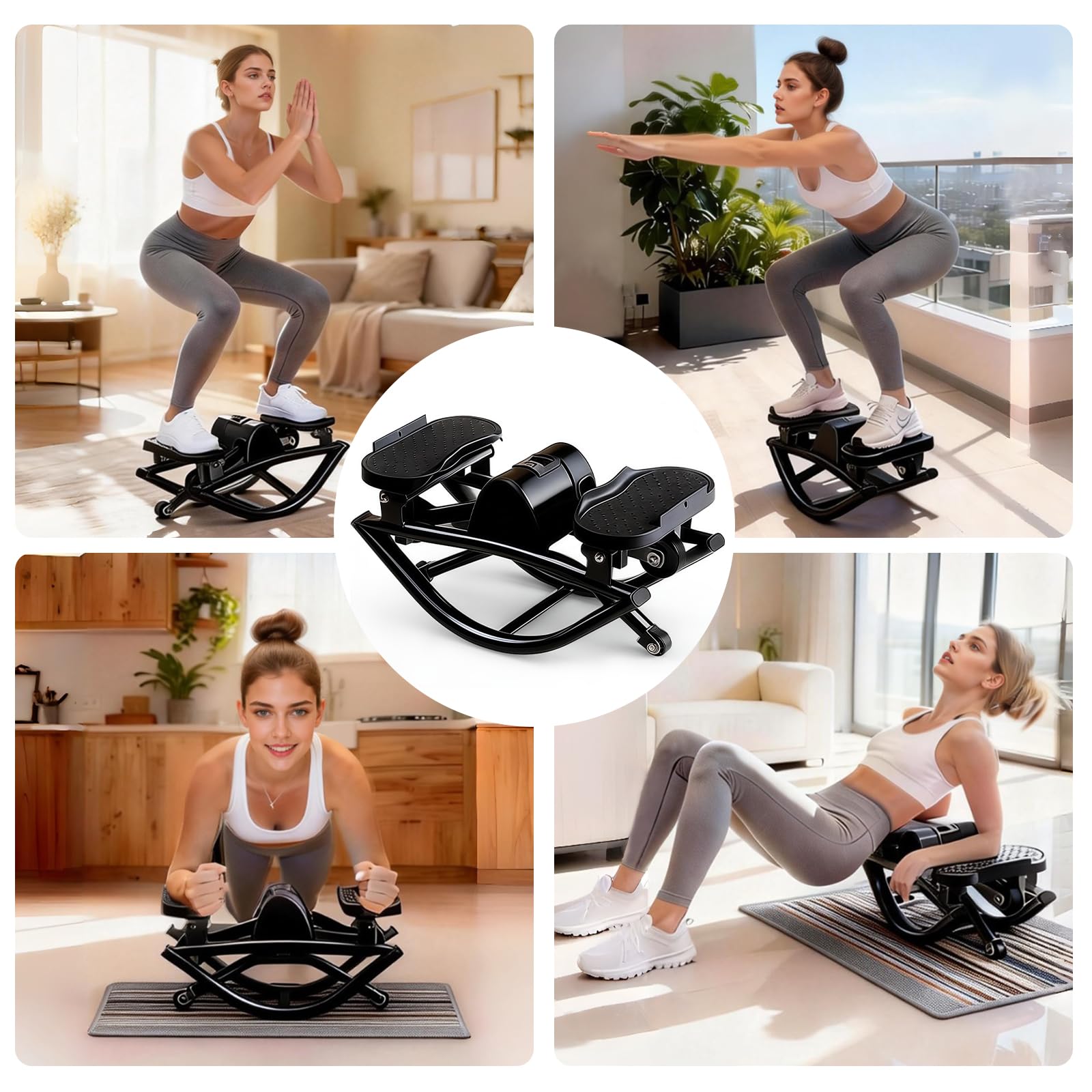 rock stepper for exercise at home, lateral rocking stepper with digital counter & resistance bands, 250lbs weight capacity & low impact, ski machine full body workout equipment