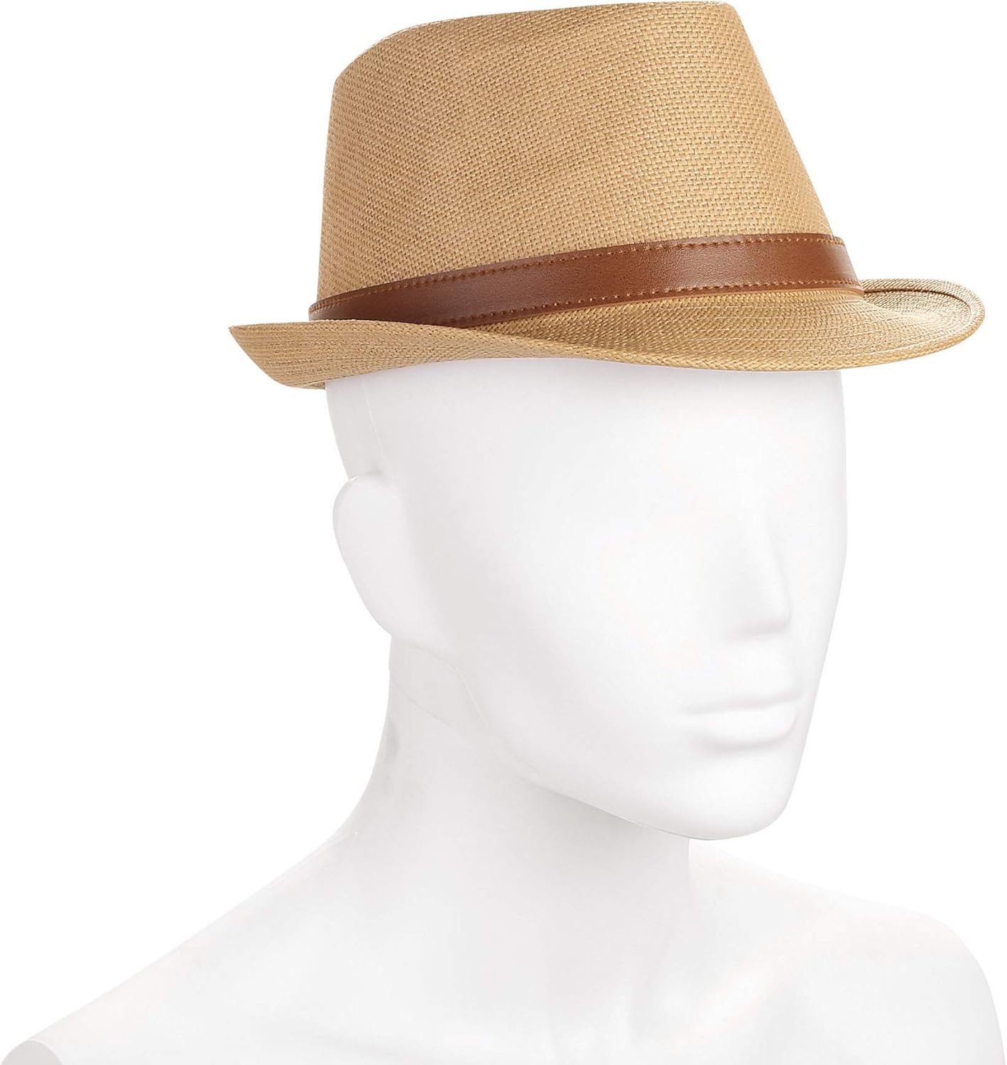 FALETO Straw Fedora Hat Classic Panama Trilby Hats Short Brim Sun Hat for Men Women - Image 7