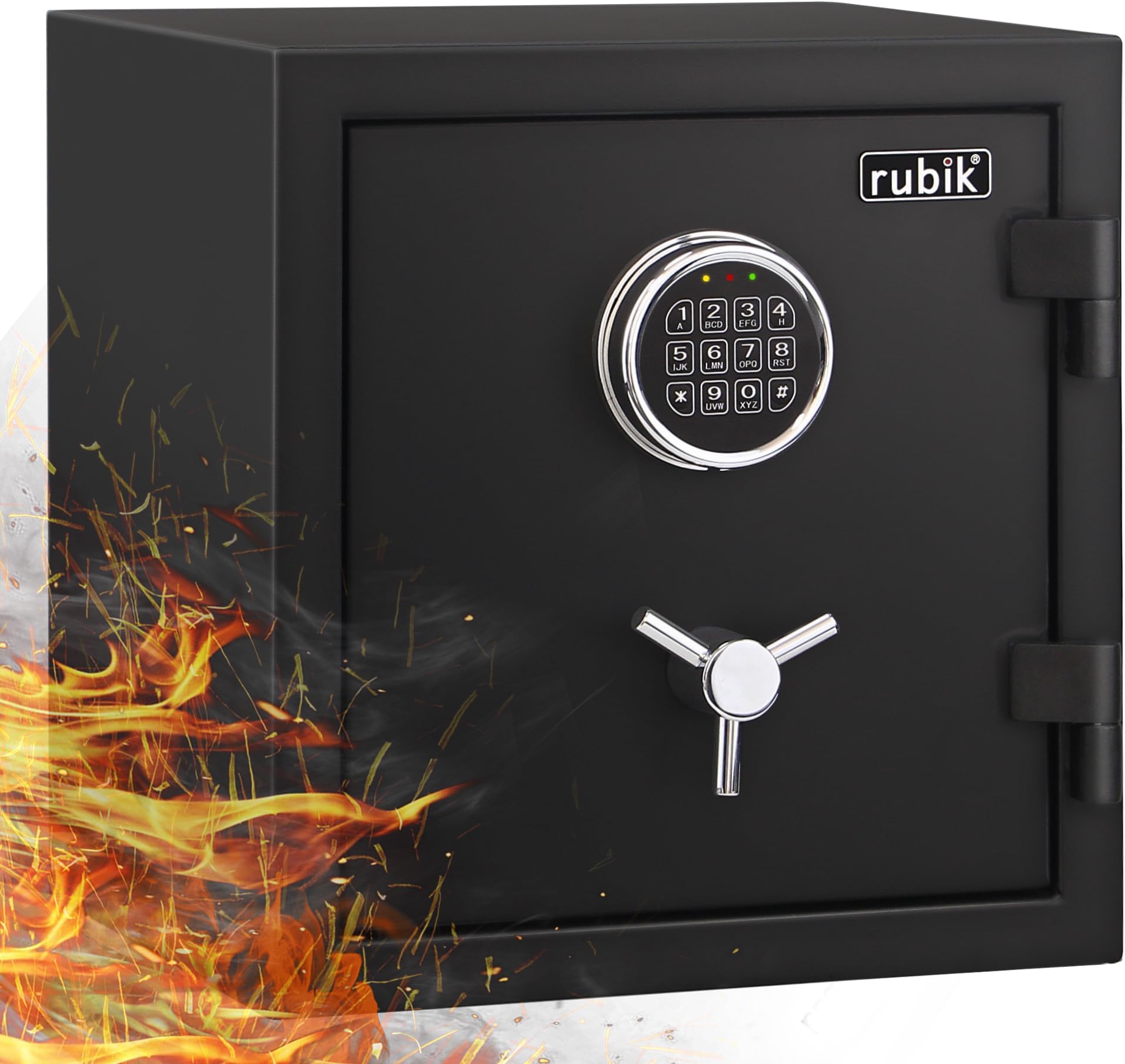 Rubik Fireproof Safe Box with Digital Keypad and Key Lock for Home Office Protect Money Jewelry A4 Documents Passport RBFP40 (Size 40x38x31cm) Black