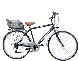MADICKS Bicicletta Uomo da Passeggio Olanda Misura 28 Bici da città Vintage retrò con Cestino Nero Con Cambio