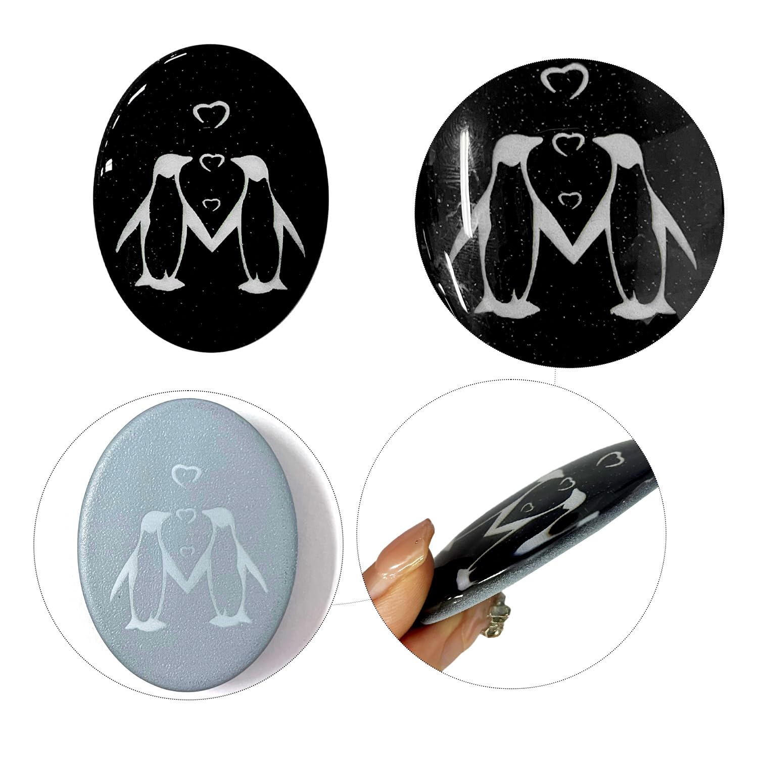 1 Piece Glass Penguin Ornament - Creative Design, Interesting Couple & Romantic Gift, Black, 6*5cm - Image 3