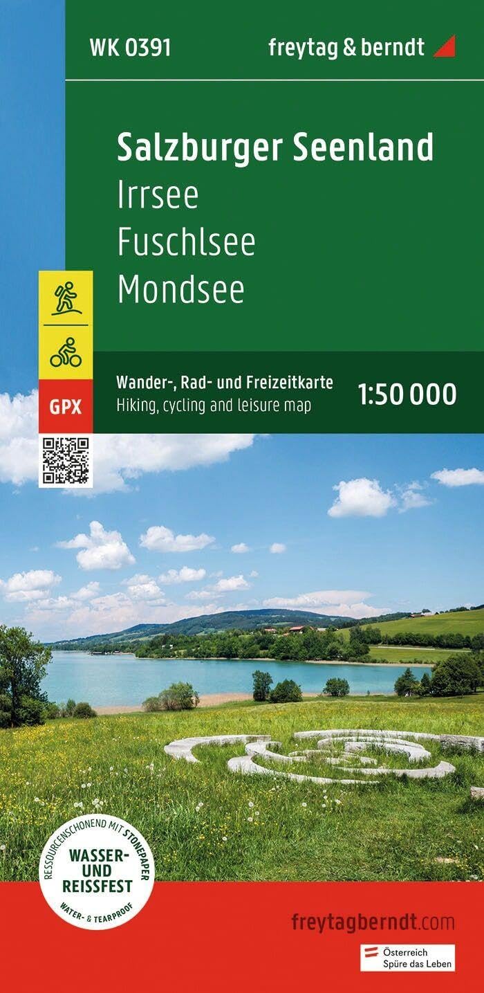 Salzburg Lake District, hiking, cycling and leisure map 1:50,000, freytag & berndt, WK 0391: Irrsee - Fuschlsee - Mondsee, mit Infoguide, GPX Tracks, ... reißfest: Irrsee - Fuschl - Mondsee, WK0391