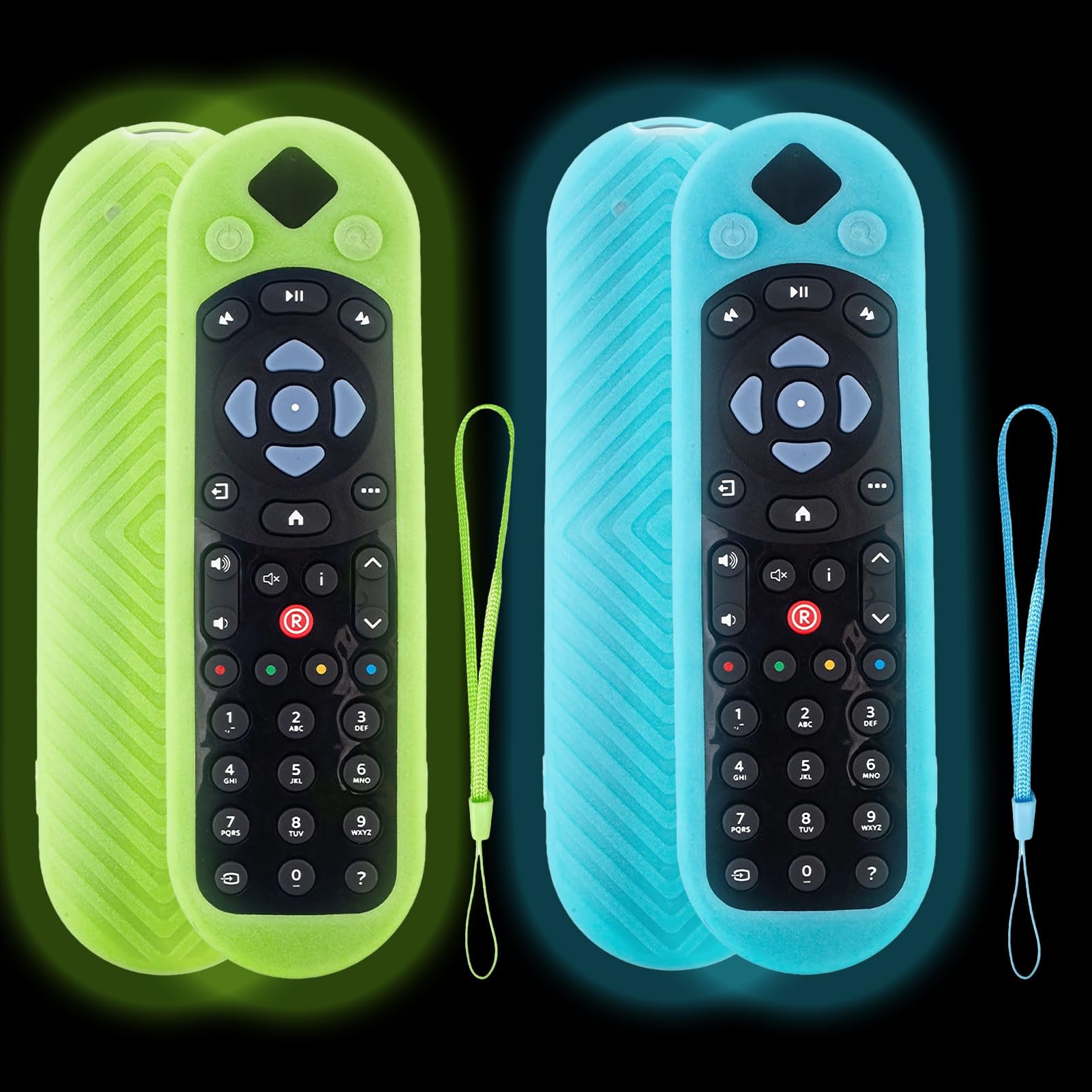 2 Pcs Cover for Sky Q Voice Remote Control Sky135, Touch and Non-Touch for Sky Remote Control Silicone Protective Case Luminous Sleeve Skin Holder Battery Back Protector for Anti-Lost Lanyard