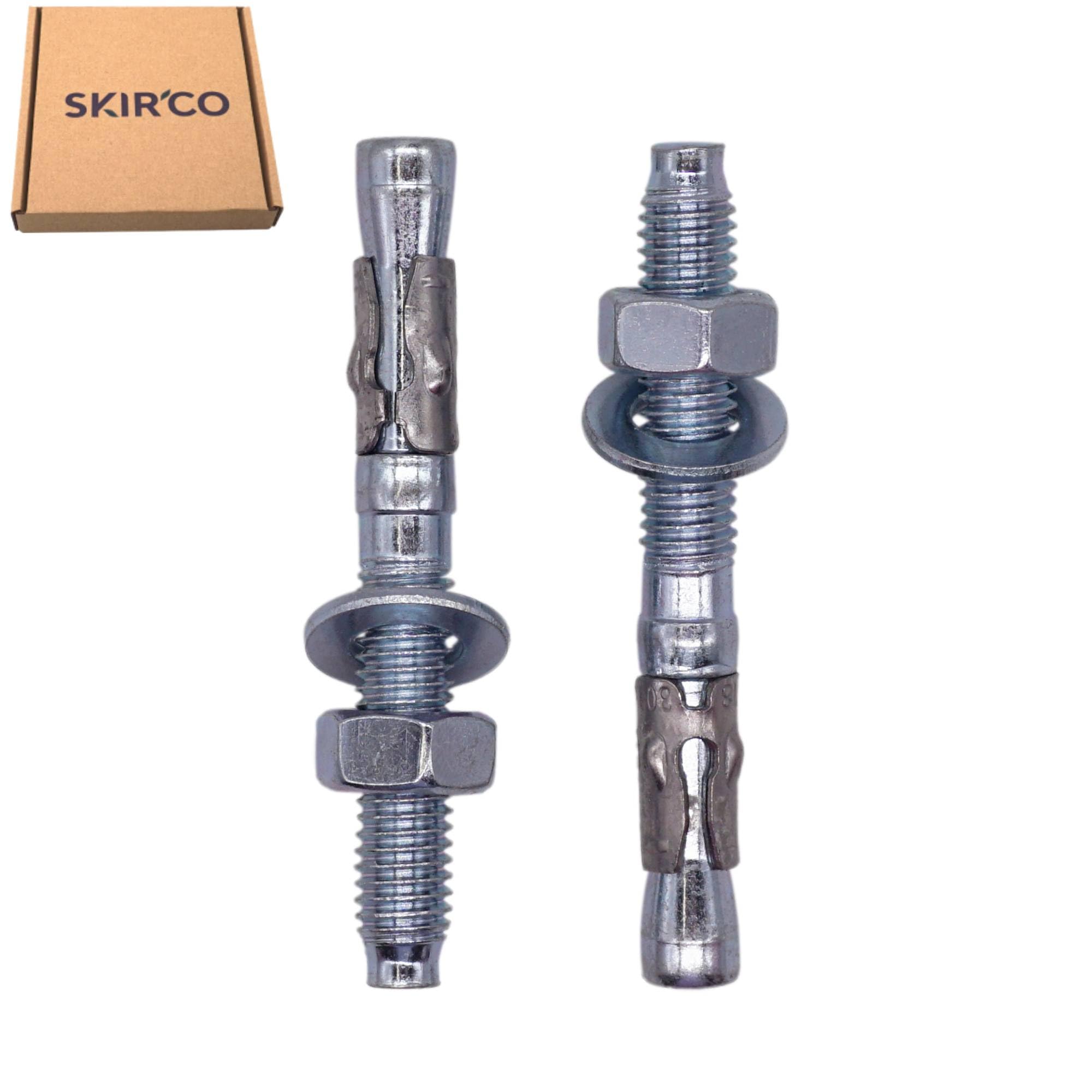 SKIR'CO (4 pcs) Zinc Plated Wedge Anchors M8 x 50 mm, Metal Dowels, Anchor Bolt, Masonry and Concrete Expansion Bolts - Image 2