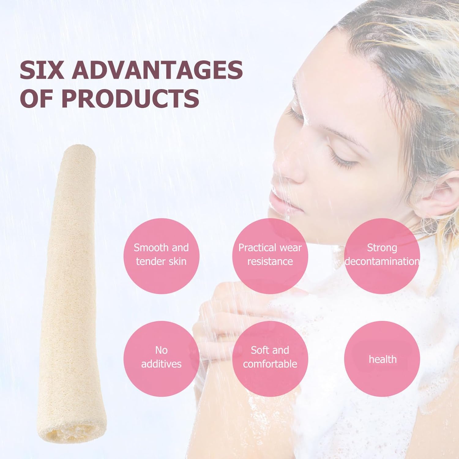 Natural Loofah Exfoliating Bath Towel for Bathing Massage White image 4