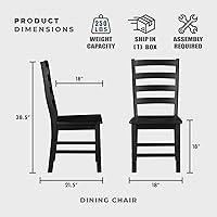 Vista 2 de Lexicon Farmhouse Dining Chairs Set of 2, Kitchen Dining Chairs with Sturdy Solid Wood Frame, Legs, Footrest, High Ladder Back, Comfortable Classic
