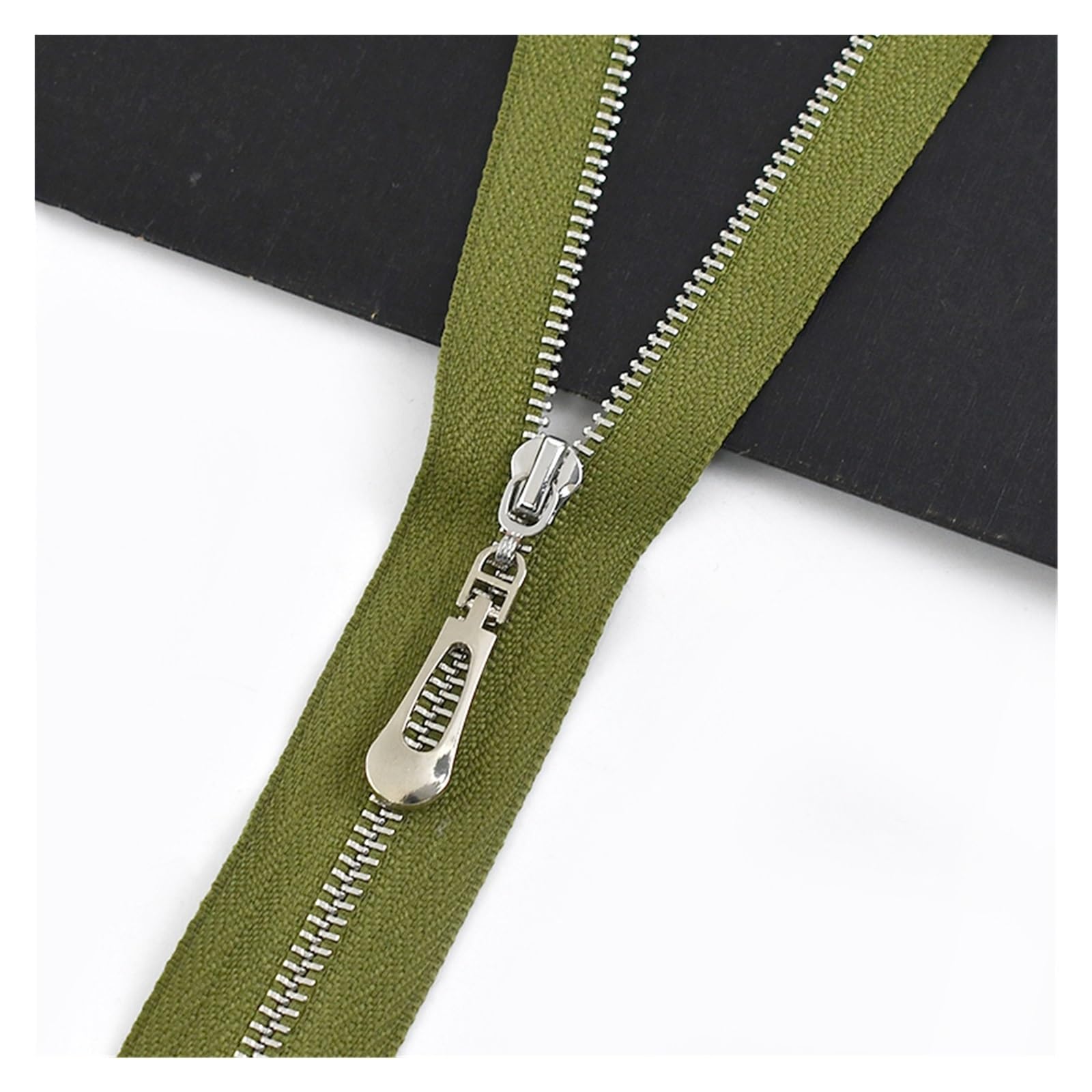 Two Way Separating Zipper, Two Way Auto Lock Zipper Multicolor 15-70cm for Sewing Bags Jackets Down Clothing(B89-armygreen,Close-No3-15cm)