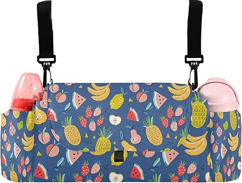 Miniatura 1 de Emelivor Organizador de cochecito de bebé de frutas con portavasos accesorios para cochecito con correa de hombro ajustable de gran capacidad para