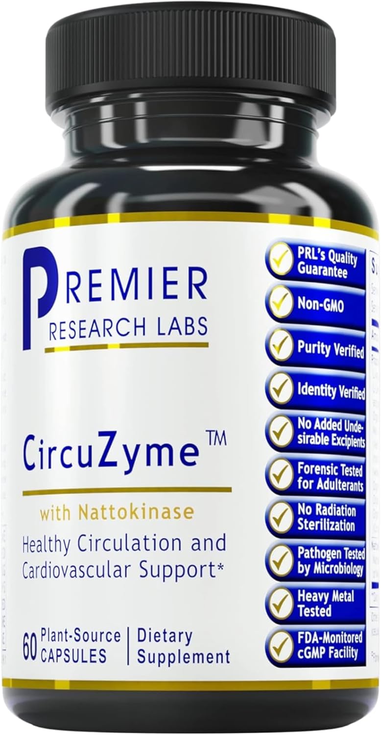 Premier Research Labs CircuZyme – Blood Circulation Supplements Supporting Blood Flow & Vascular Support Featuring Diosmin, Cayenne & Nattokinase, for Men and Women – 60 Vegetarian Capsules Premier Research Labs CircuZyme – Blood Circulation Supplements Supporting Blood Flow & Vascular Support Featuring Diosmin, Cayenne & Nattokinase, for Men and Women – 60 Vegetarian Capsules