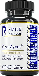 Premier Research Labs CircuZyme - Blood Circulation Supplements Supporting Blood Flow & Vascular Support Featuring Diosmin, Cayenne & Nattokinase, for Men and Women - 60 Vegetarian Capsules