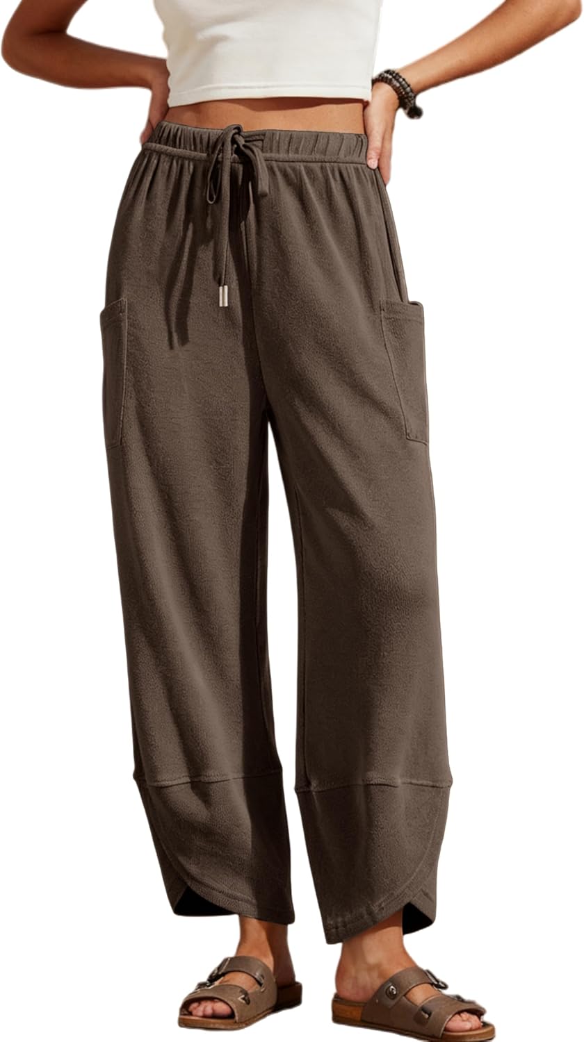 Xiaoxuemeng Womens Wide Leg Sweatpants Elastic Waist Baggy Harem Pants Drawstring Palazzo Sweatpants