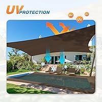 Vista 4 de TANG Toldo de Vela Rectangular de 14'x14', Toldo para Sombra UV, Tela para Sombra, Cubierta para Pérgola, para Patio Exterior, Jardín, Gazebo