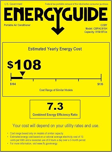 Miniatura 8 de Coby CBPAC815H Unidad de CA 4 en 1, calentador, deshumidificador y ventilador, 12,000 BTU Aire acondicionado portátil, blanco