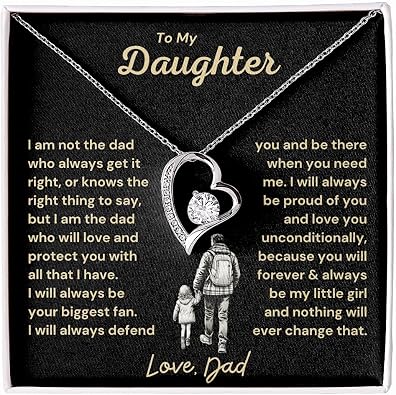 To My Daughter Necklace, Personalized Daughter Necklaces from Mom and Dad, Gifts from Mother or Father, Beautiful Necklace for Women, Christmas Graduation Birthday Gift Idea
