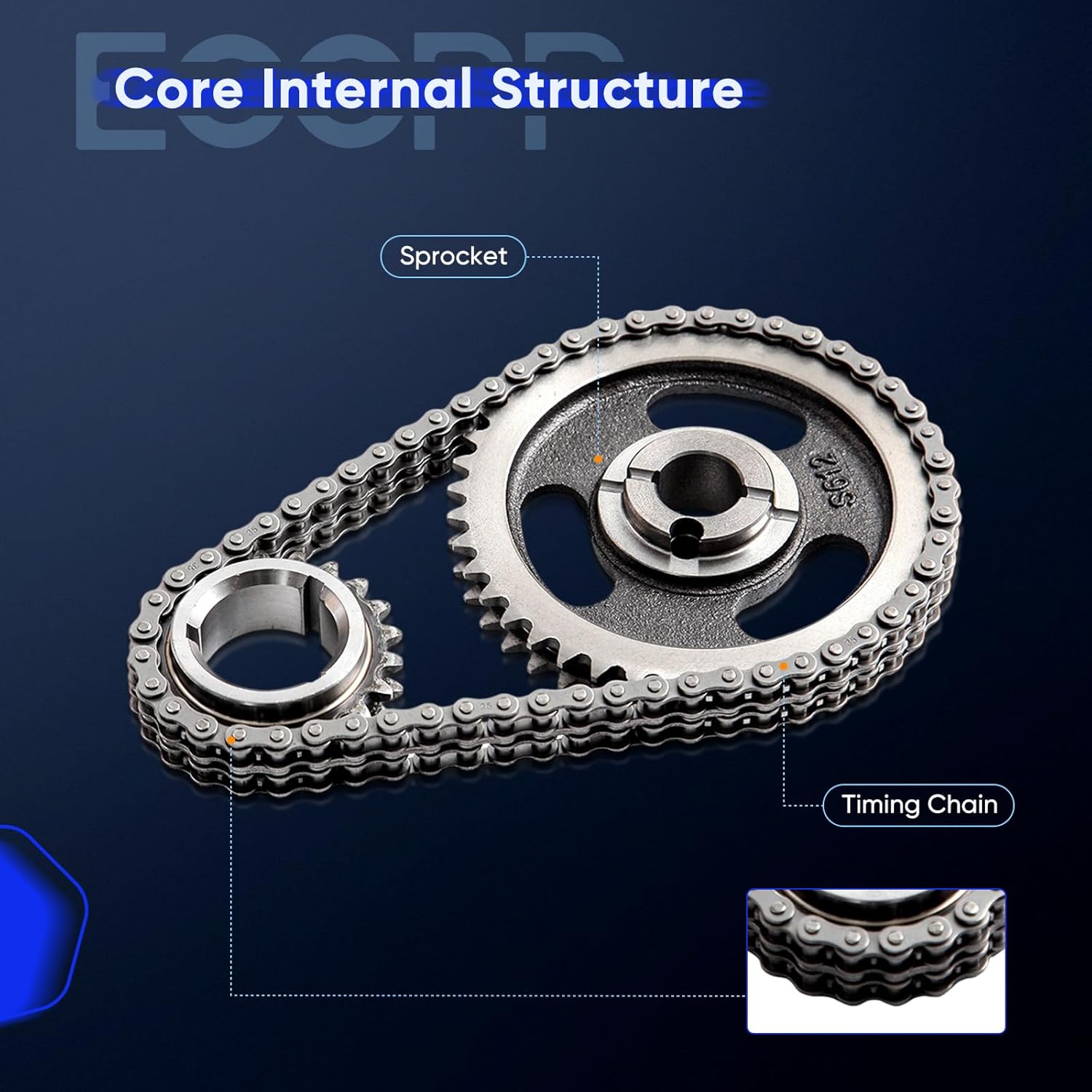 ECCPP Timing Chain Kit fits for Ford for F-150, 1984 1996 for Ford Bronco 5.0L 5.8L C-163 S612, w/Timing Chains Crank Sprocket