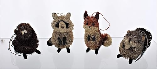 3.5 to 6-Inch Buri Woodland Animal Ornament Set, 4 Assorted