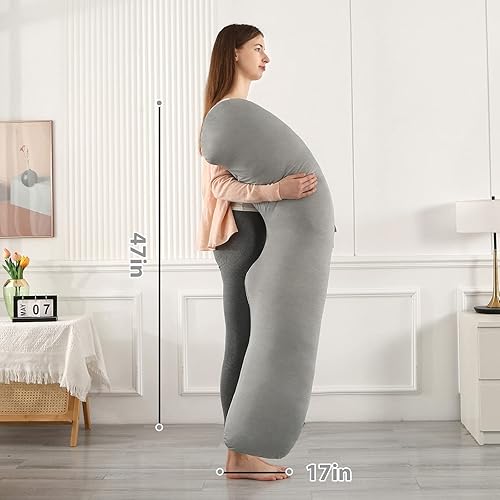 Miniatura 6 de BATTOP Almohadas de embarazo para dormir, almohada de maternidad con funda de enfriamiento, soporte para vientre, caderas, piernas, imprescindible