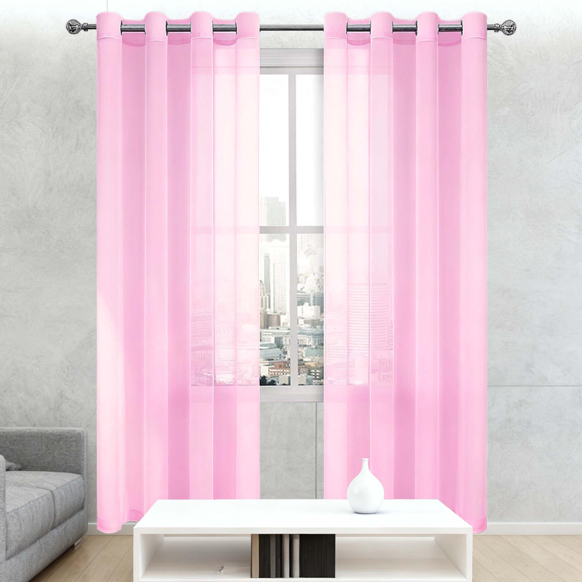 Rideaux voilages rose 260x265 cm transparents et élégants pour fenêtre de chambre