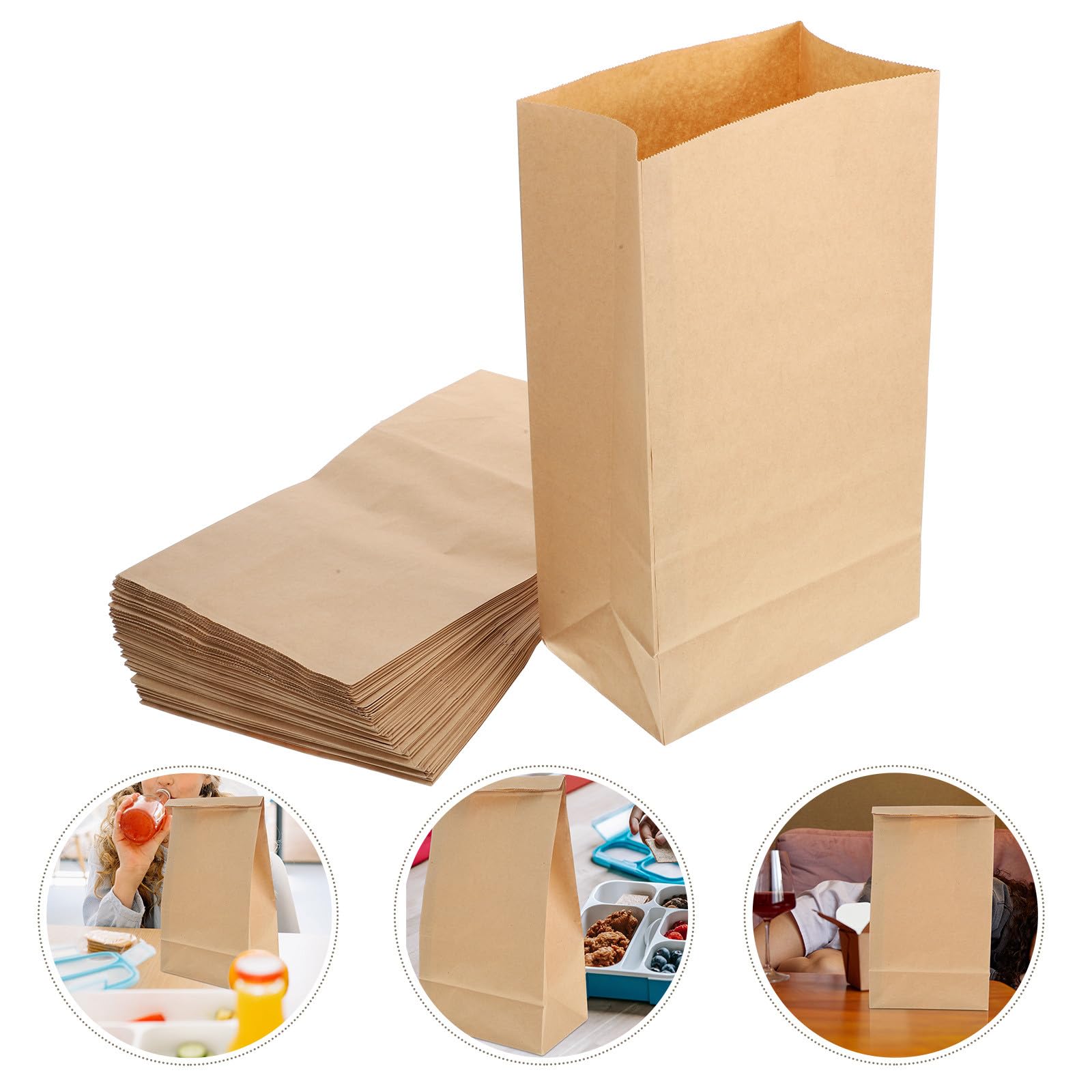 Baluue 50 Sacchetti da Forno Marroni in Carta Kraft 32X18X11 CM Sacchetti per Imballaggio Pane e Snack e Hot Dog per Feste Picnic e Asporto