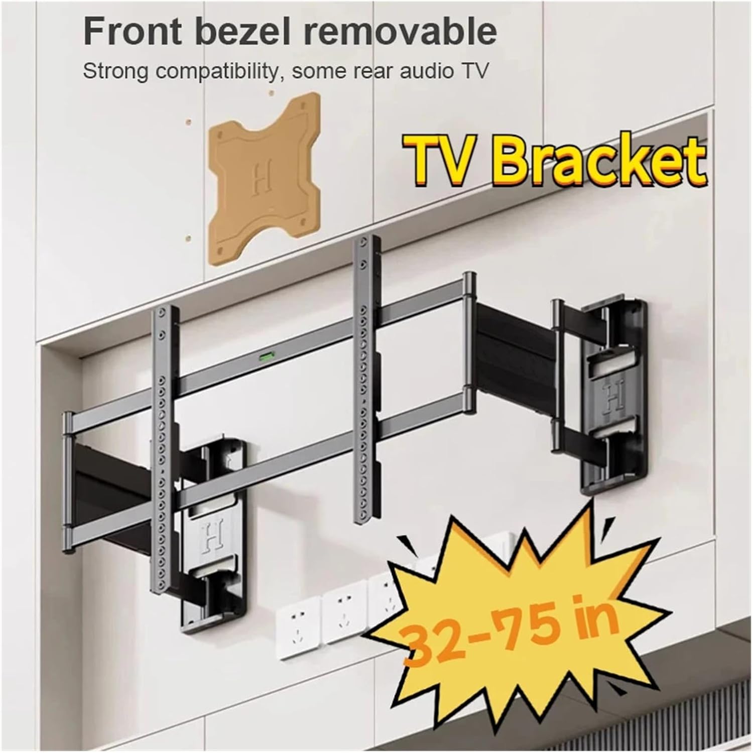 32～75インチテレビ対応 ヘビーデューティーTVウォールマウント フルモーションTVブラケット 回転＆傾斜荷重70kg デュアル関