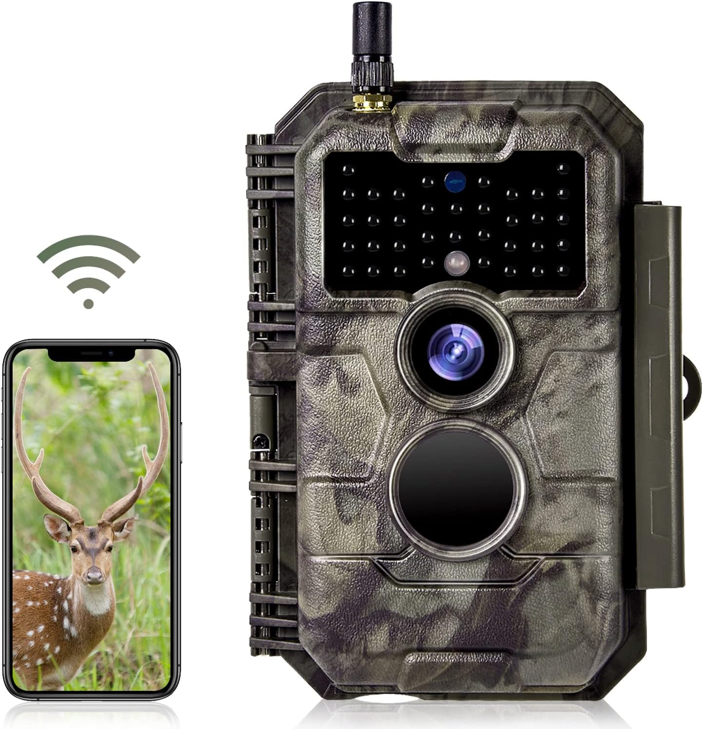 WiFi Deer & Game Camera 32MP 1296P H.264 Video with App Bluetooth Control, No-Glowing Night Vision Motion Detection, IP66 Waterproof for Wildlife, Backyard Security