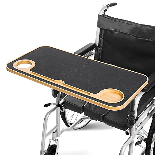 TYYIHUA Foldable Wheelchair Tray Table with Cup Holders for Adults,