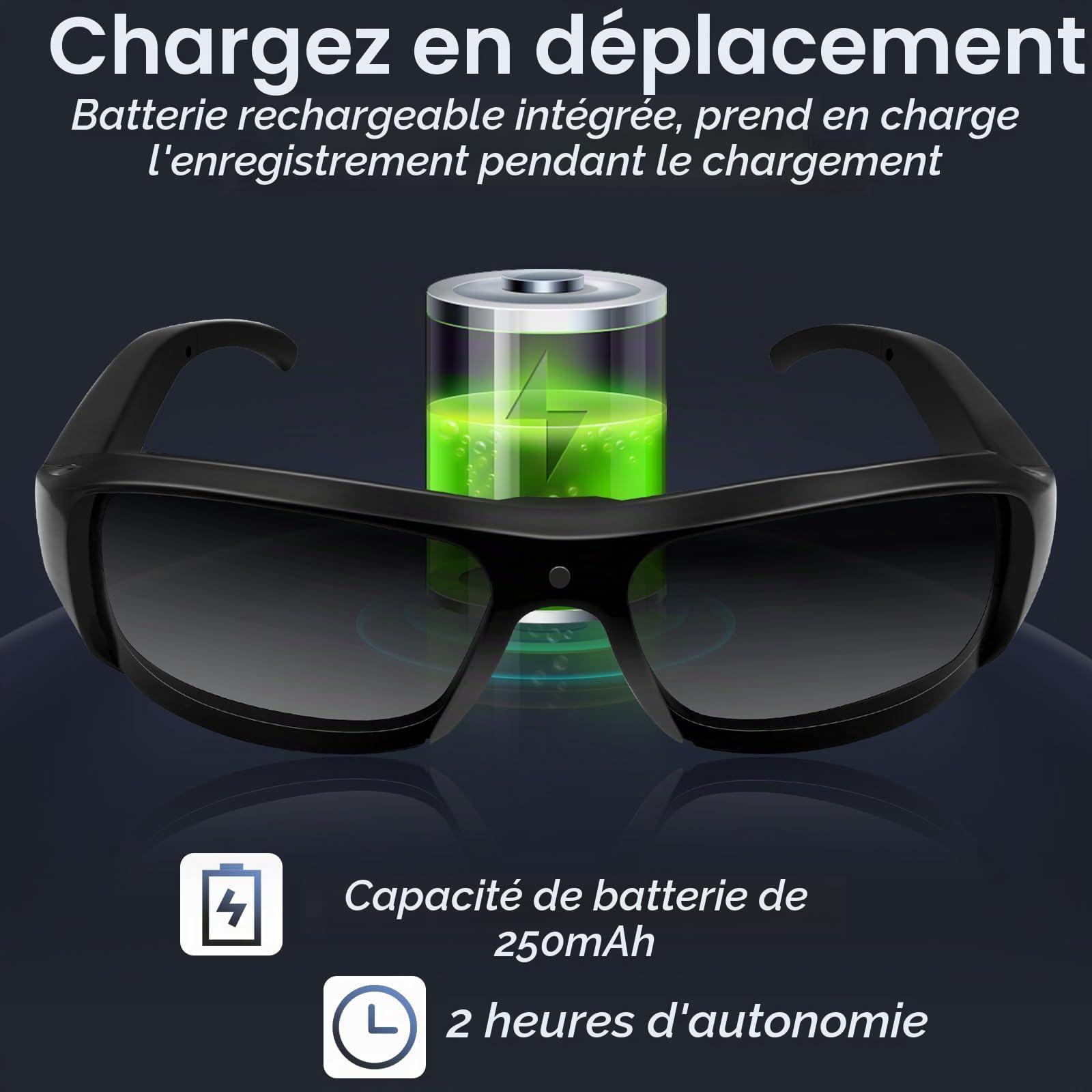 Caméra Espion Lunettes de Soleil, Mini Lunette Espion 1080P HD, Portable Micro Camera Cachee Caméscope Sport Enregistreur Vidéo Photos pour Extérieur