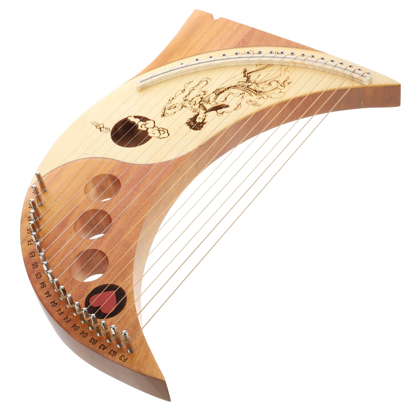 Yardwe Lyre Harp 19 String Wood Harp Tuning Bar for Boys and Girls Adults Random