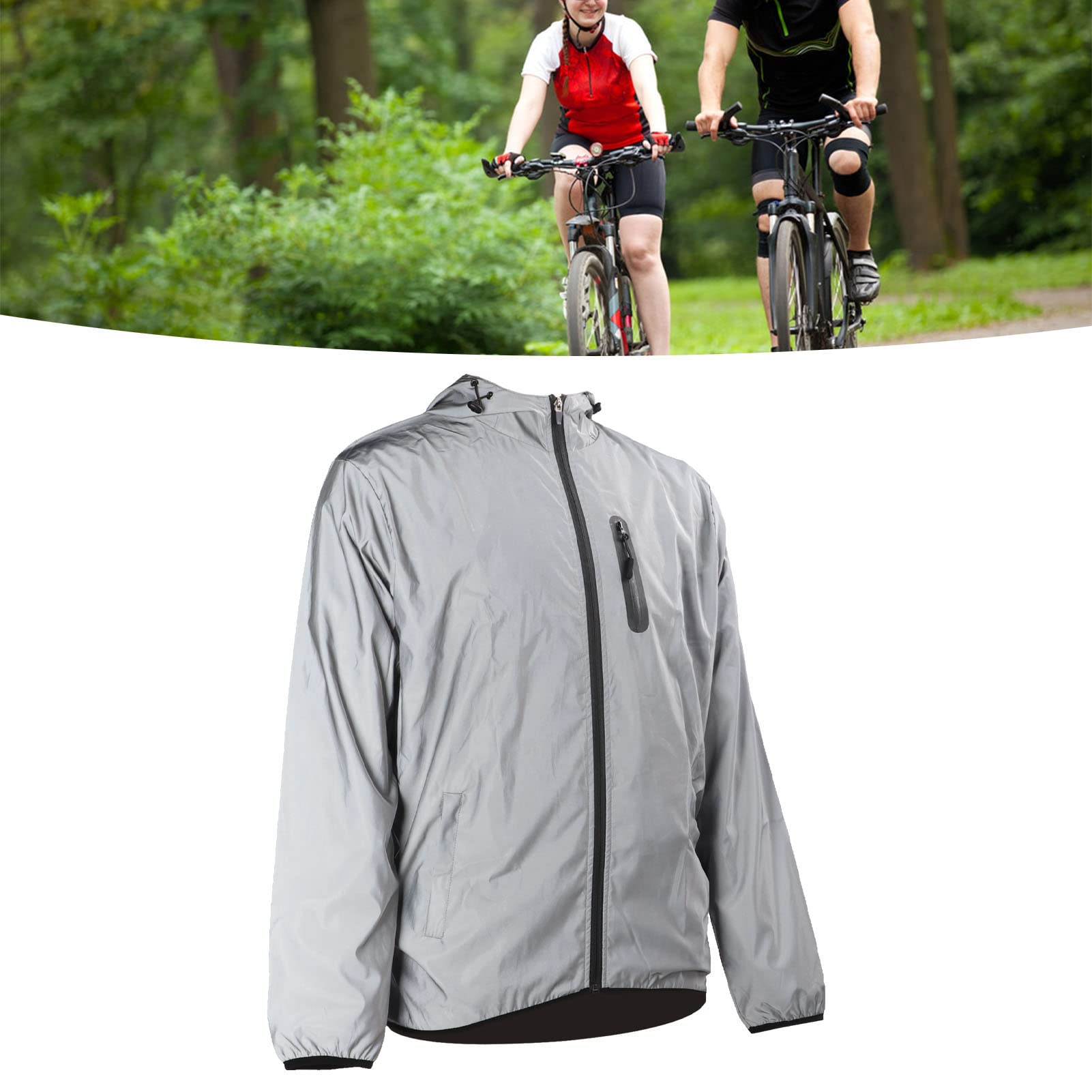 Haofy Chaqueta con Capucha para Ciclismo, Cortavientos, Reflectante, Resistente Al Agua, para Montar de Noche, Abrigo Reflectante de Ciclismo Transpirable para Entusiastas del Aire