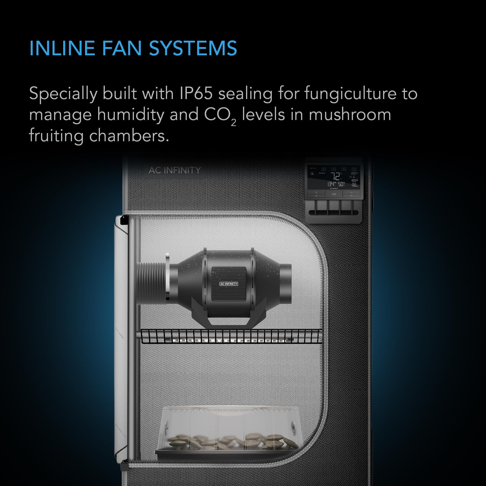 AC Infinity CLOUDLINE H4 - Ventola a condotto silenziosa da 100 mm, con regolatore di velocità, a prova di umidità, IP65, ventilatore di aspirazione per tende da coltivazione, camere di