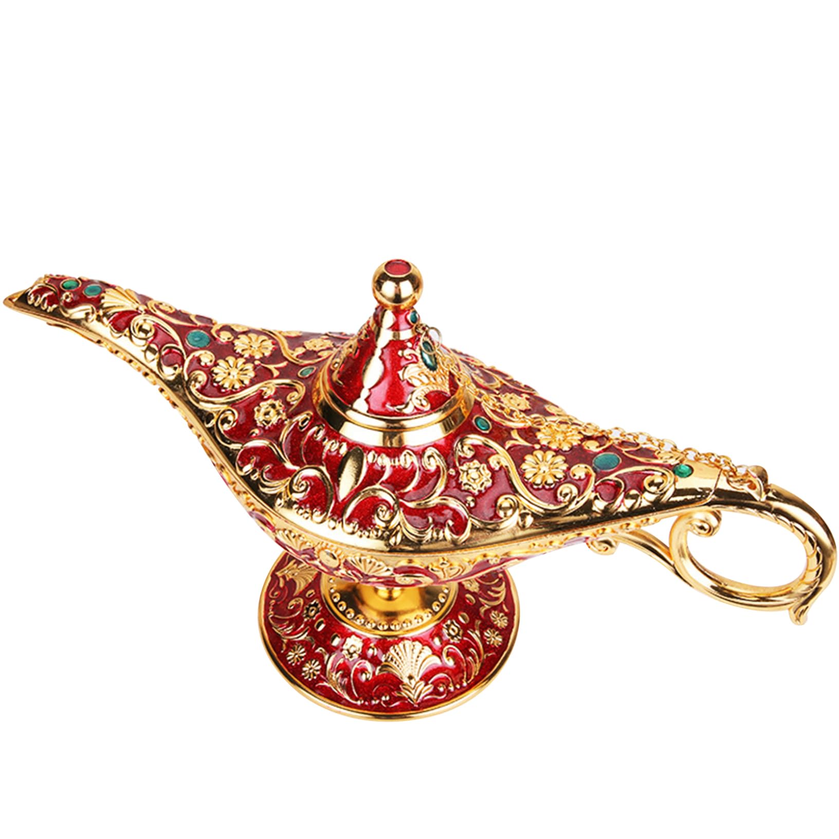 Lampe Aladdin vintage en alliage de zinc rouge pour décoration de table