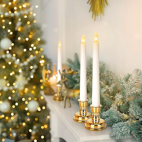 Miniatura 5 de Daord Velas LED sin llama parpadeantes con control remoto y temporizador, luz cálida, funciona con pilas, vela de ventana de Navidad para boda,