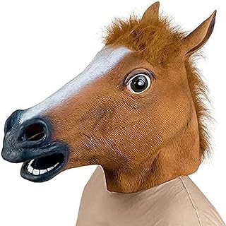 【ShuaWdk】搞笑面具 有趣的马面具！适合万圣节化装的逼真动物面具。橡胶制成的角色扮演小道具，适合变装派对或生日宴会。