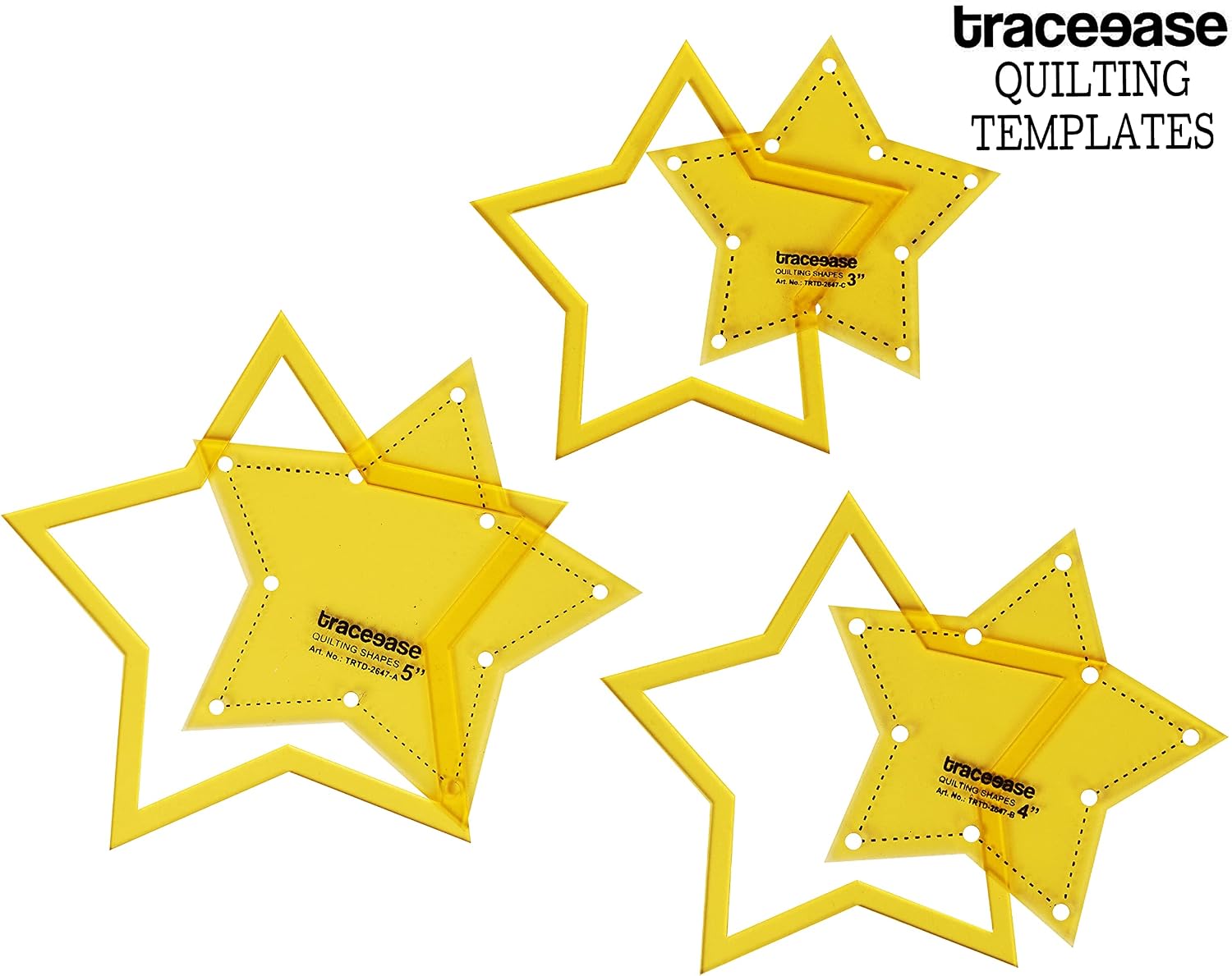 Traceease 5,Point Star Quilting Template Stencils Set of 3-3"/4"/5" inches DIY Sewing Quilt Patchwork templates for Quilting-KB