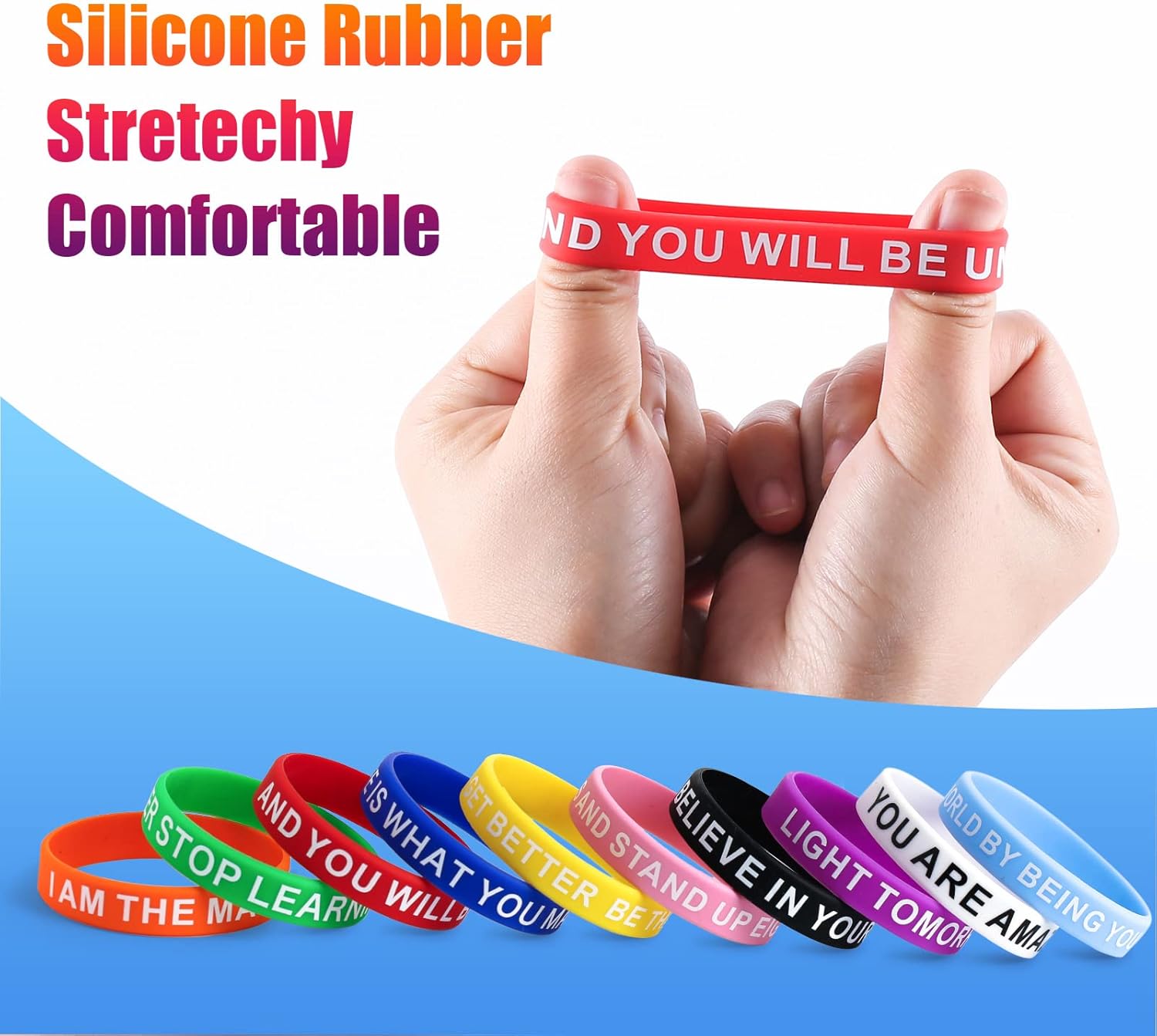 40 Pieces Motivational Quote Rubber Wristbands Colored Inspirational Silicone Bracelets Stretch Unisex Wristbands for Men Women Teens, 20 Styles - Image 4