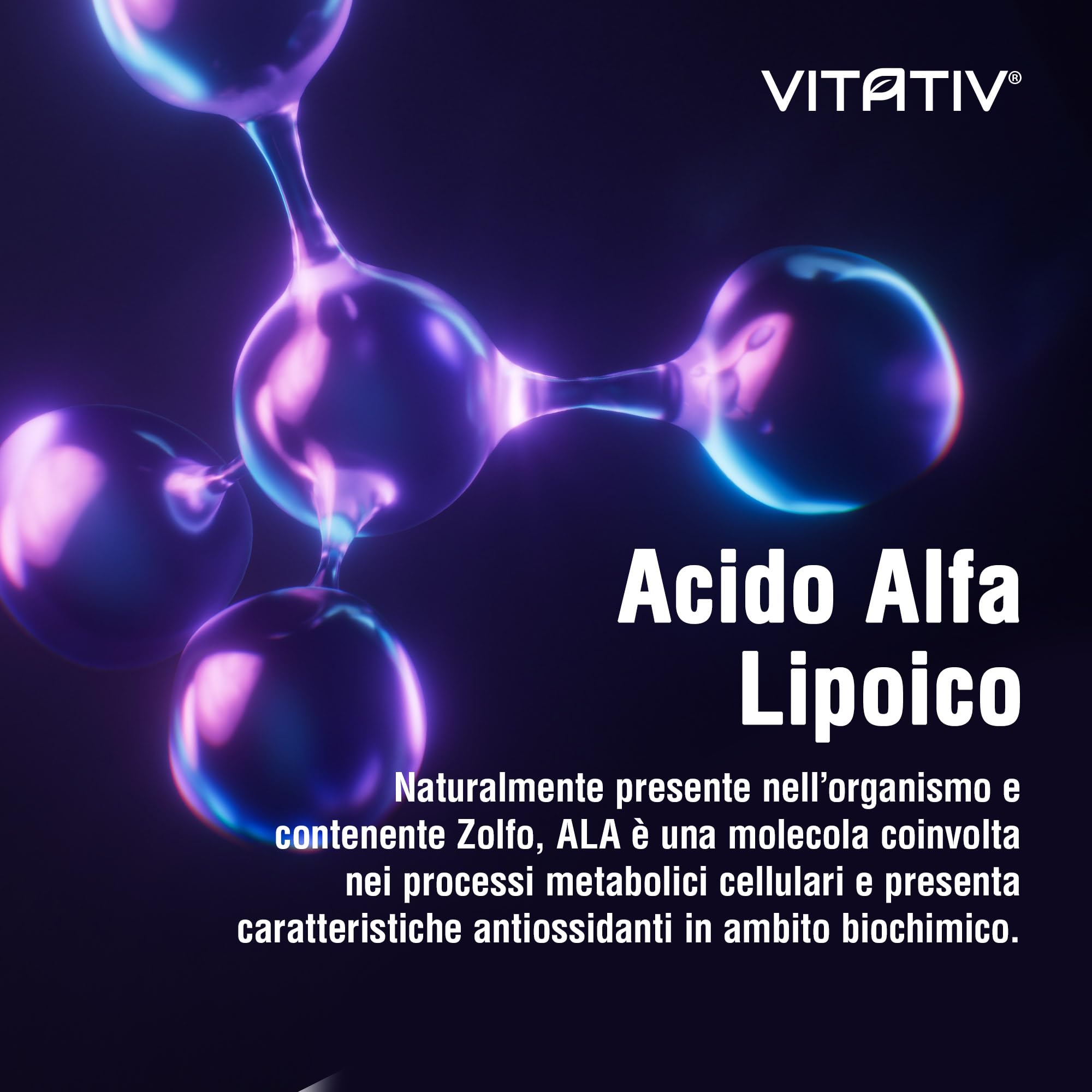 VITATIV Acido Alfa Lipoico ALA 300mg + Vitamina C e Zinco | Antiossidante | 90 Capsule Vegetali | Made in Italy