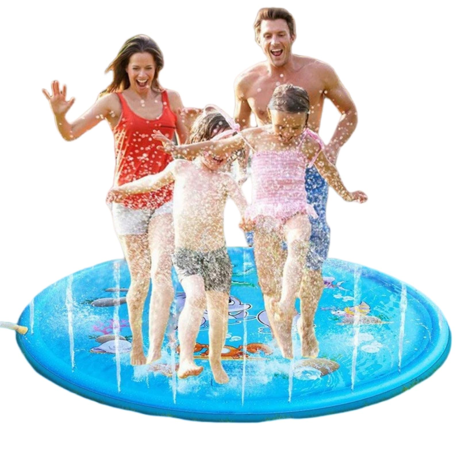 100cm/150cm/170cm Extra Large Round Dolphin Sprinkler and Water Play Mat, Thickened Non-Slip Water Sprinkler Pad Inflatable Water Toys, Gift for Kids Dogs, Summer Garden Outdoor Play (150CM)