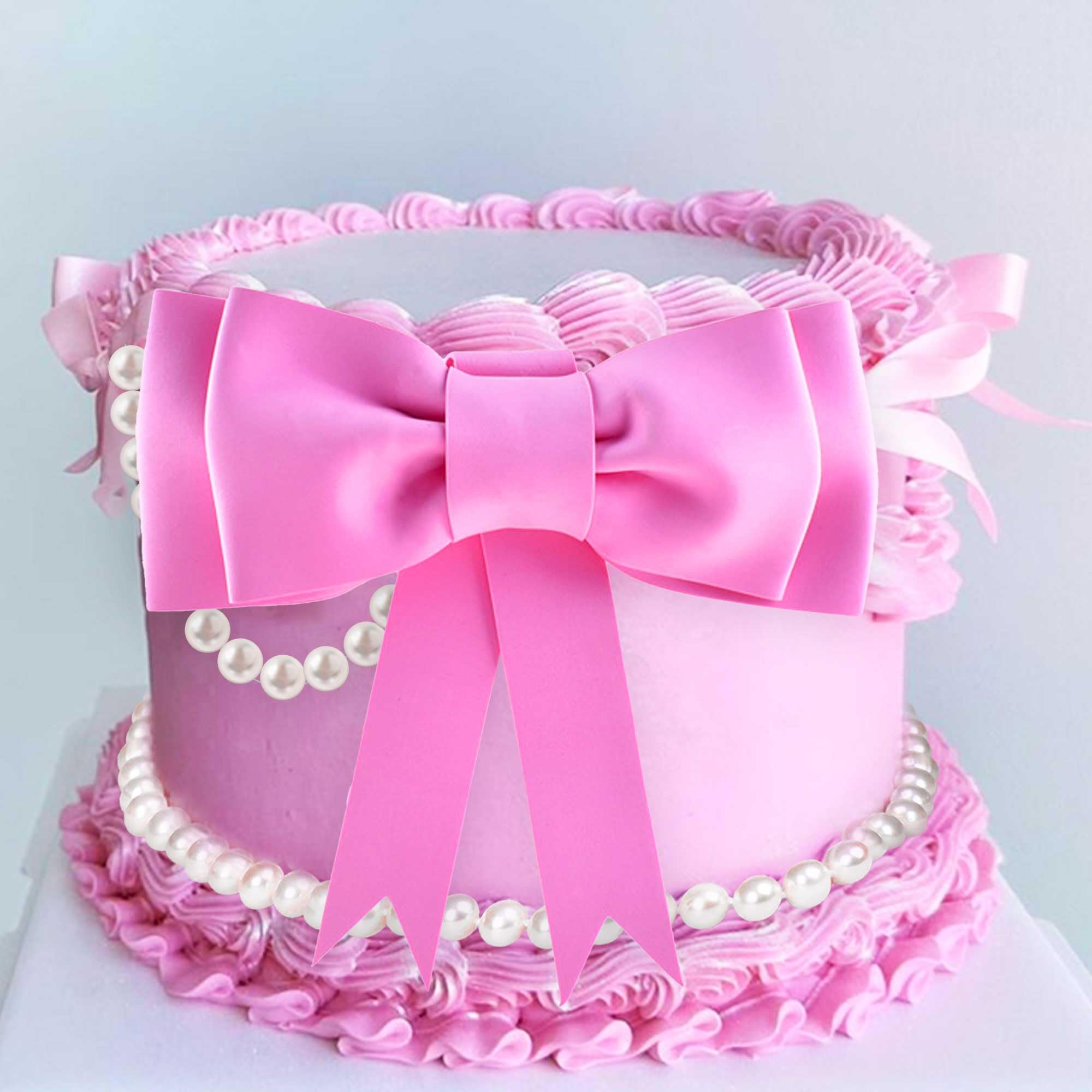 Kuchen-Topper Set Mit Rosa Schleife & Perlenkette – Für Geburtstag, Bachelorette & Mädchenpartys