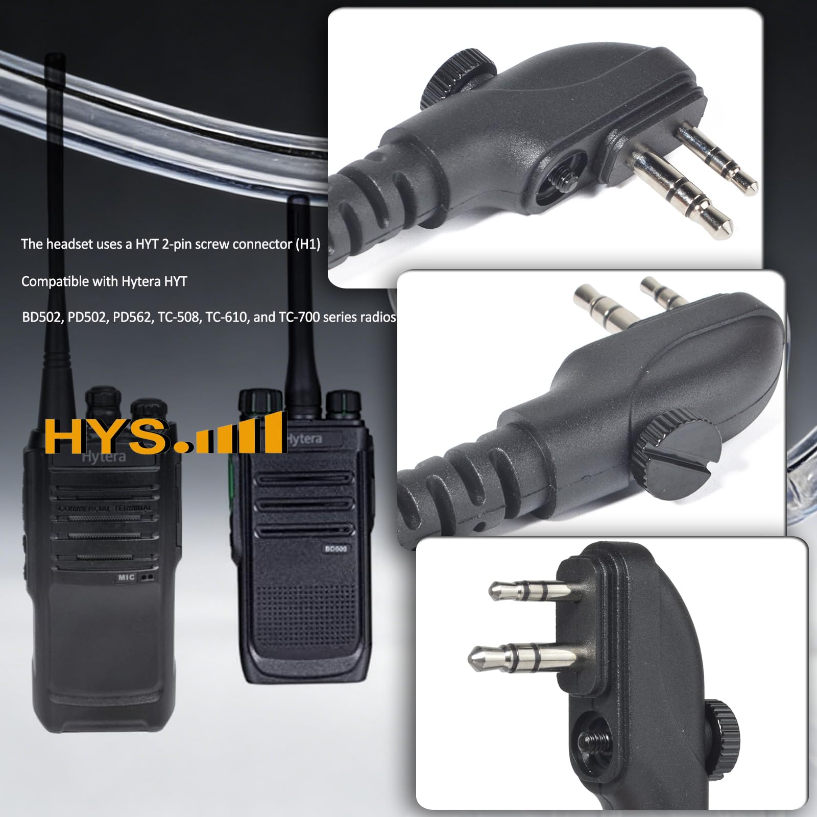HYS Oreillette Écouteurs Radio compatibles avec Hytera HYT HYT210 PD405 PD505 TC-620 Midland Radio G15Pro G18 Talkie Walkie avec Microphone et PTT (H3A)