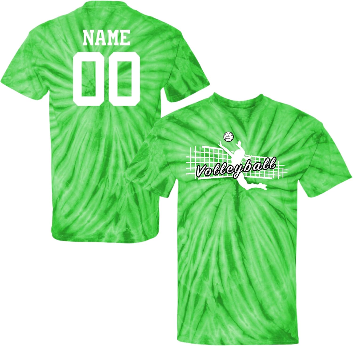 Custom Volleyball Tie Dye T-Shirt Jump Spike Logo