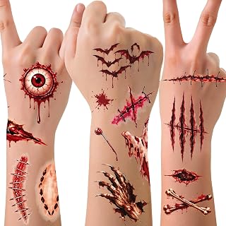 Halloween Temporary Tattoos,100PCS Halloween Tattoo Stickers Set,Halloween Games Treats Gifts Party Favor Supplies (100 PCS Halloween 03)