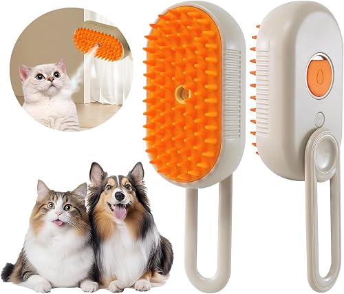 Cepillo de vapor para gatos, 3 en 1, cepillo de vapor autolimpiante para elimina