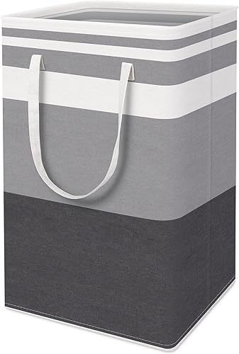 HomeHacks Paquete de 1 canasta grande para la lavandería, impermeable, independiente, cesta de ropa alta plegable con asas extendidas para ropa,