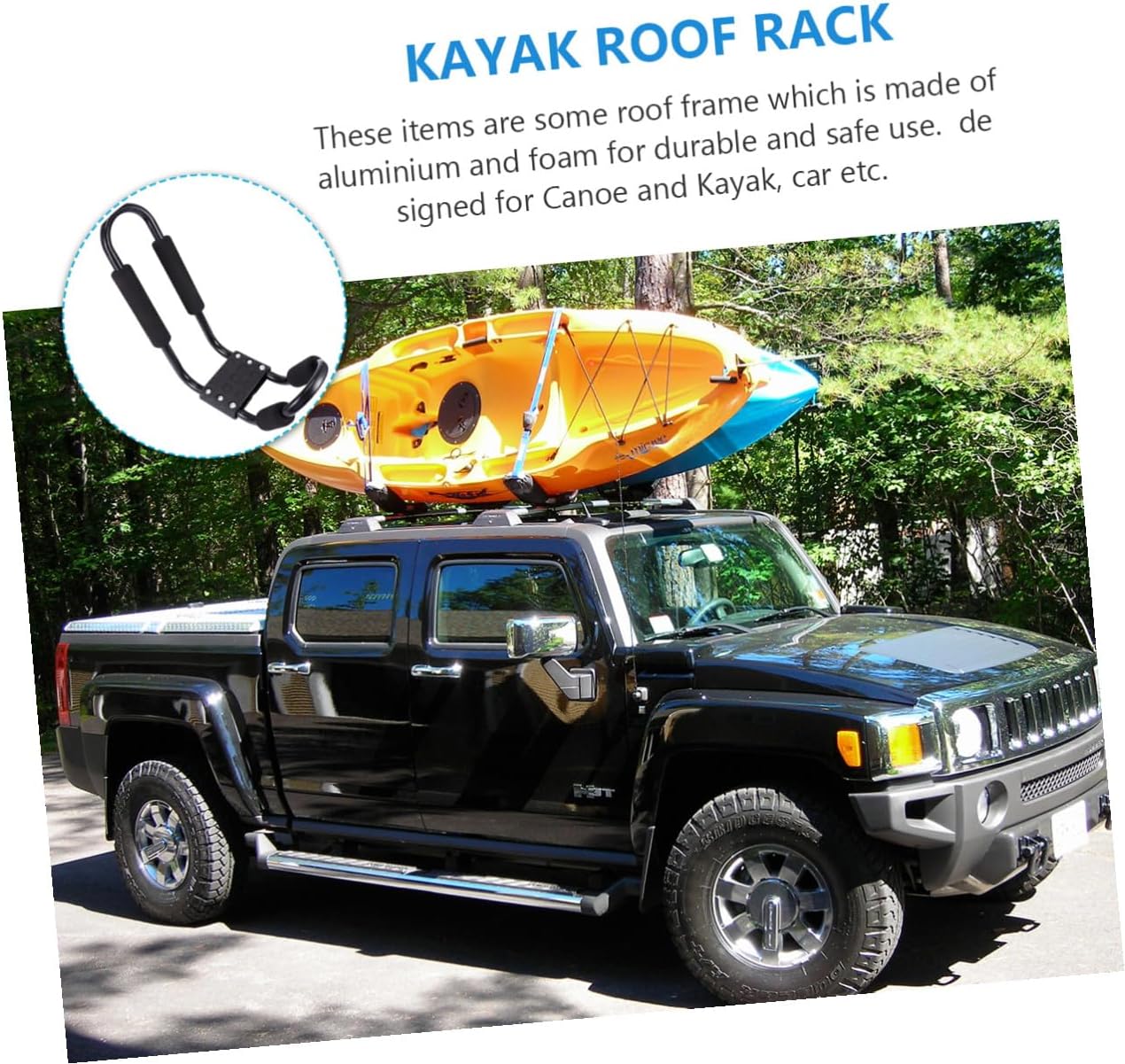 VANZACK Detachable Kayak Car Roof Rack 2pcs Set with Luggage Shelf for SUV Canoe Carrier, Black Steel Frame for Outdoor Kayaking and Canoe Transport