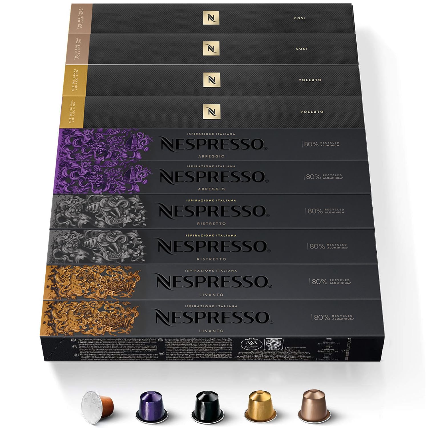 CAPSULE NESPRESSO ORIGINALI - Selezione Balanced da 100 Capsule Nespresso Caffè, Intensità da 4 a 10 (su 13), Linea Original, Capsule Riciclabili Nespresso (100, Così)