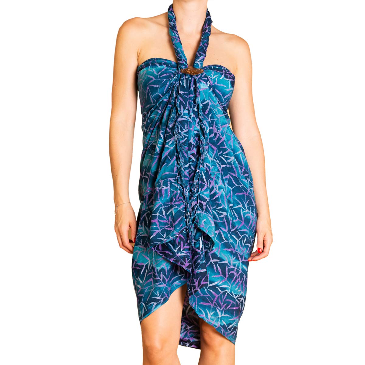 PANASIAM Pareo en tonos de azul, pañuelo, tela, toalla de playa, vestido envolvente, materiales naturales suaves